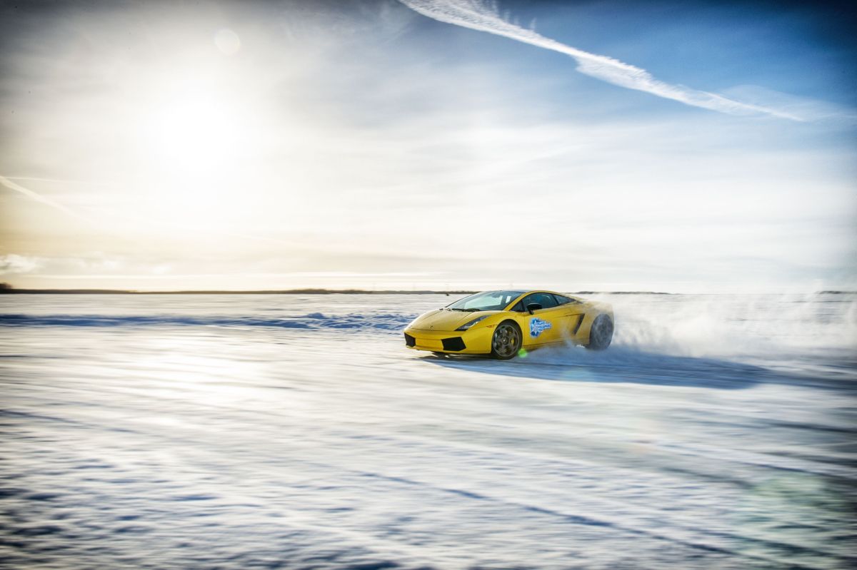 supercar driving on ice