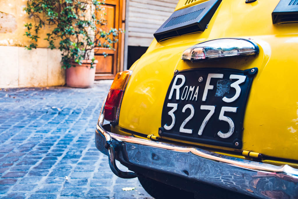 Detail View of an old Fiat 500, Rome, Italy