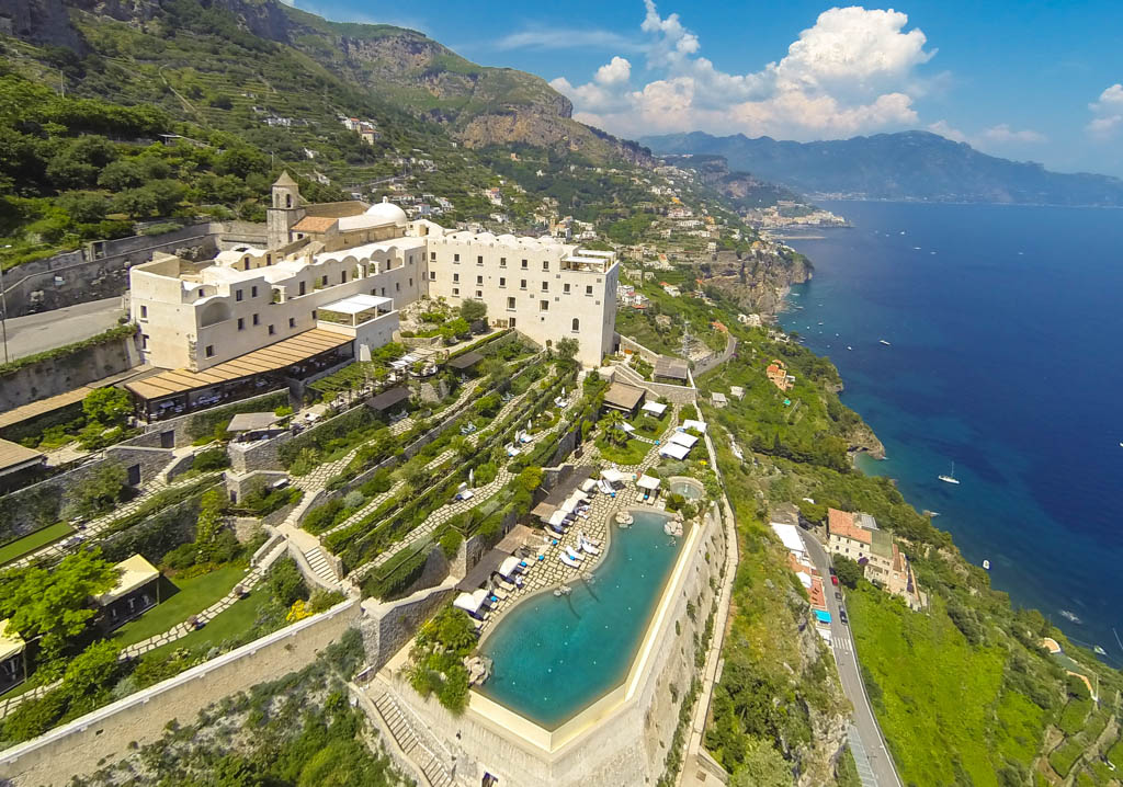 Monastero-Santa Rosa Aerial view Amalfi Coast Italy
