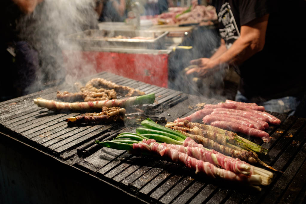 Sicilian street food called Magnia being grilled in Palermo, Sicily, Italy