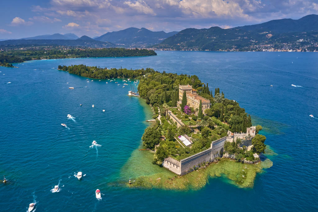 Garda Island aerial view, Italy