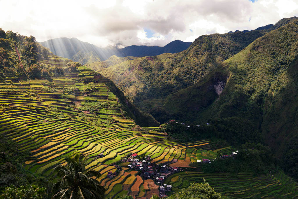 Rice terraces carved into the mountains of Ifugao in the Philippines.