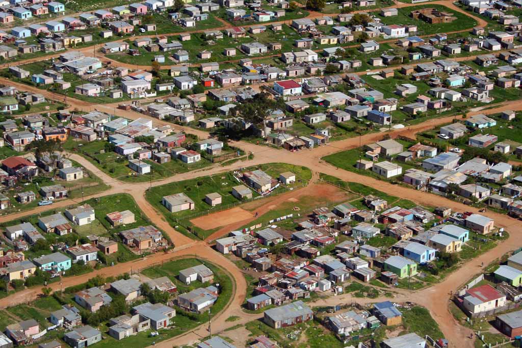 A South African township in the city of Port Elizabeth from the air.