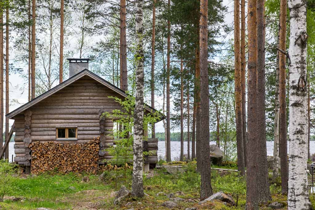Finnish sauna made of logs.