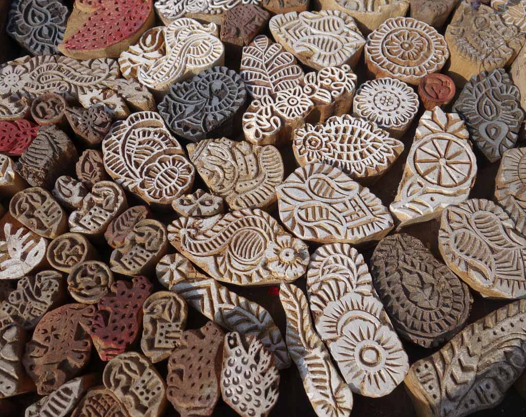 Indian wood printing blocks from Jaipur, Rajasthan, India