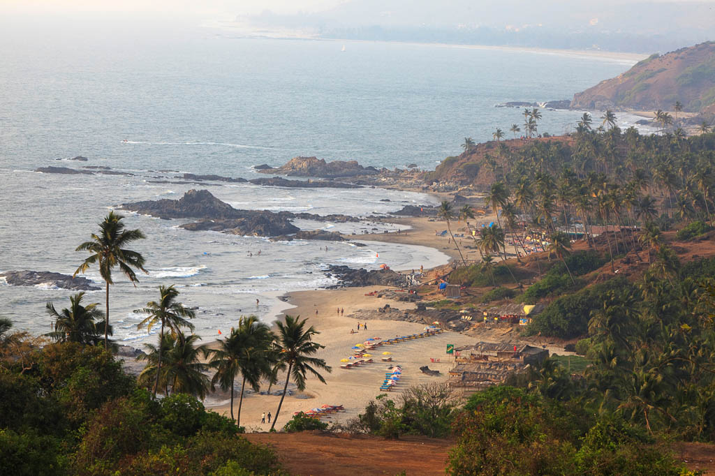 aerial view of Vagator beach in Goa.
