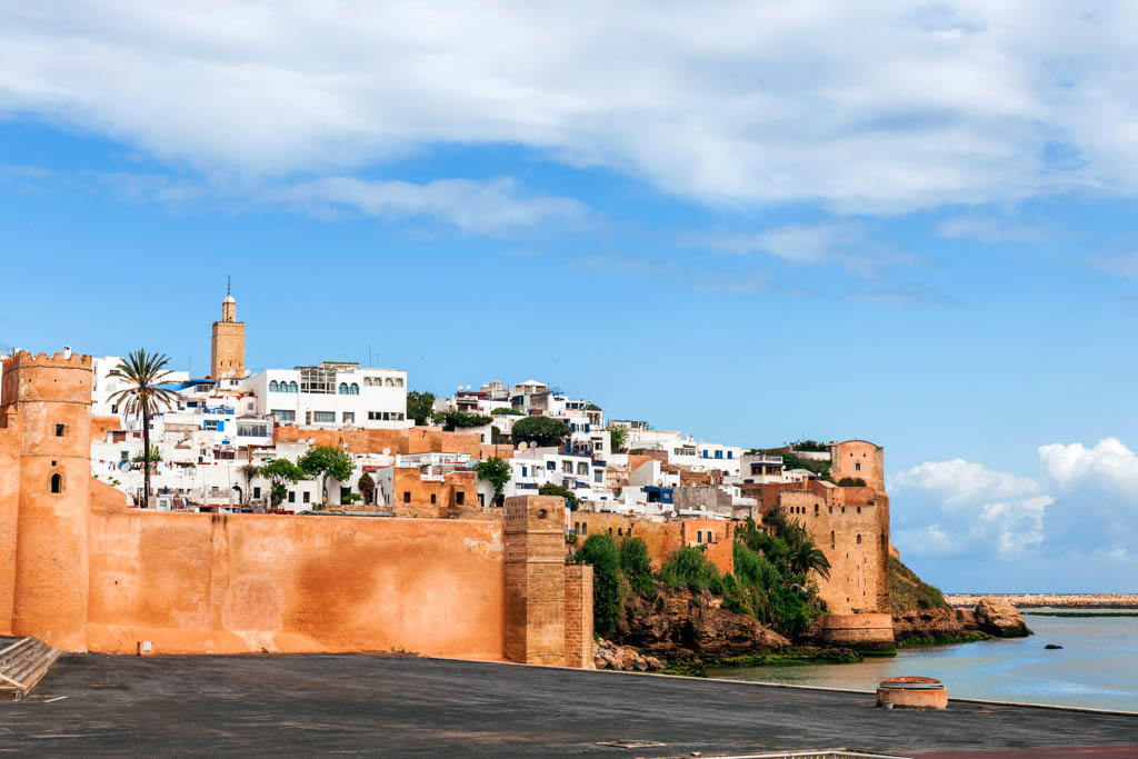 The historical Medina of the city of Rabat, capital of Morocco, viewed from the Bou Regreg River.