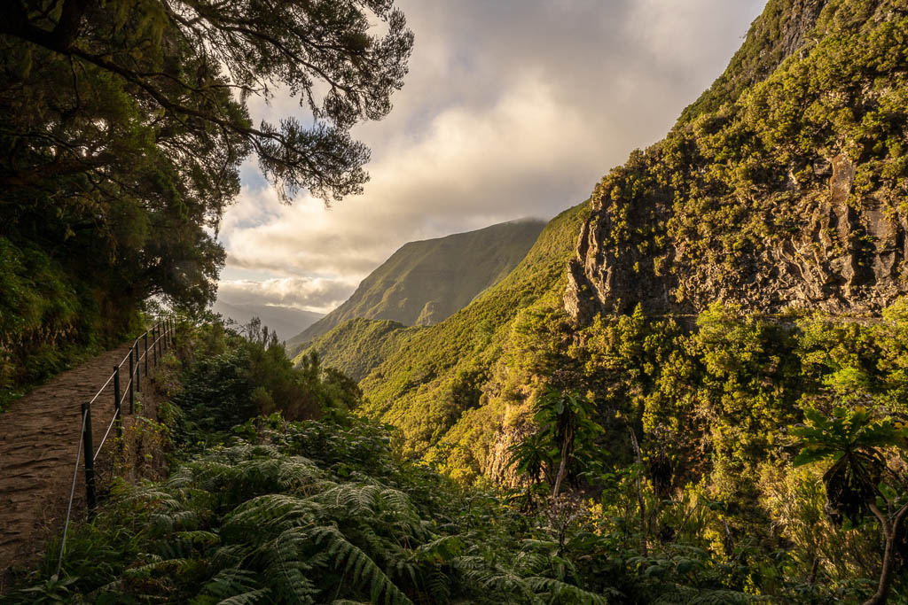 Hiking through Madeira island with a backpack