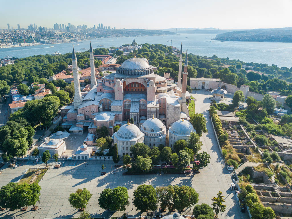 Hagia Sophia in Istanbul. Aerial view building