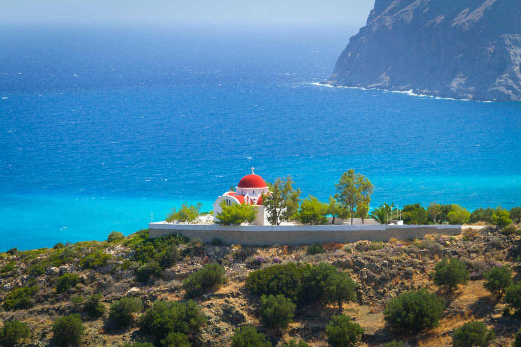 Beautiful coastline of Crete with blue lagoon