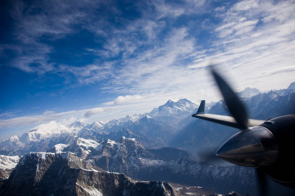 Plane flight over Mt Everest