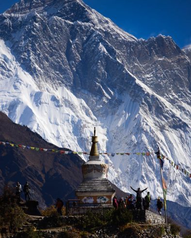 Road to Everest base camp 2019. This shot view from Namche to Kyangjuma