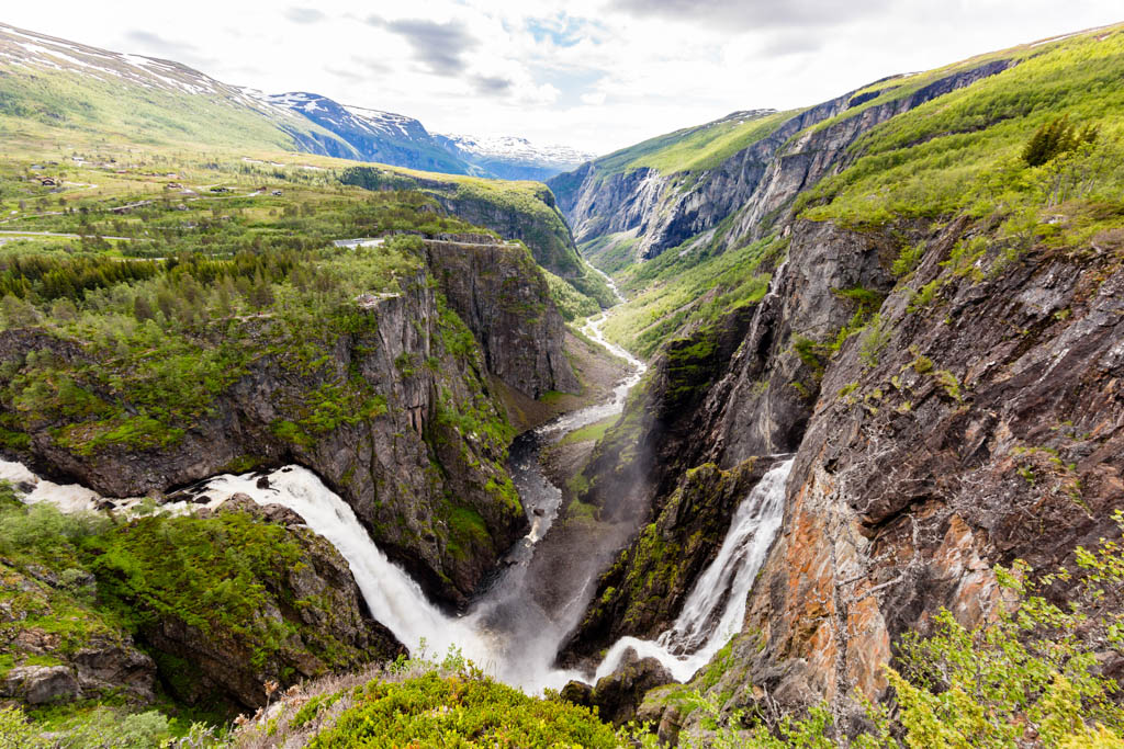The famous Voringsfossen waterfalls near Hardangervidda in Norway is among the most popular tourist attraction during the Norwegian tourism season.