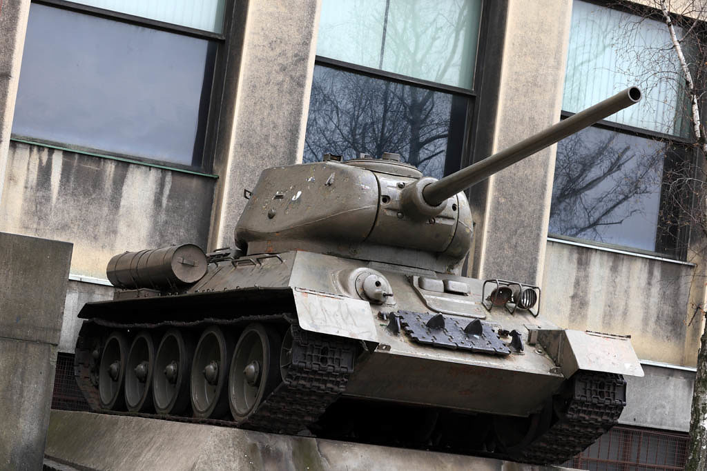 Monument of soviet tank at an outdoor museum