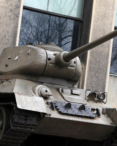 Monument of soviet tank at an outdoor museum