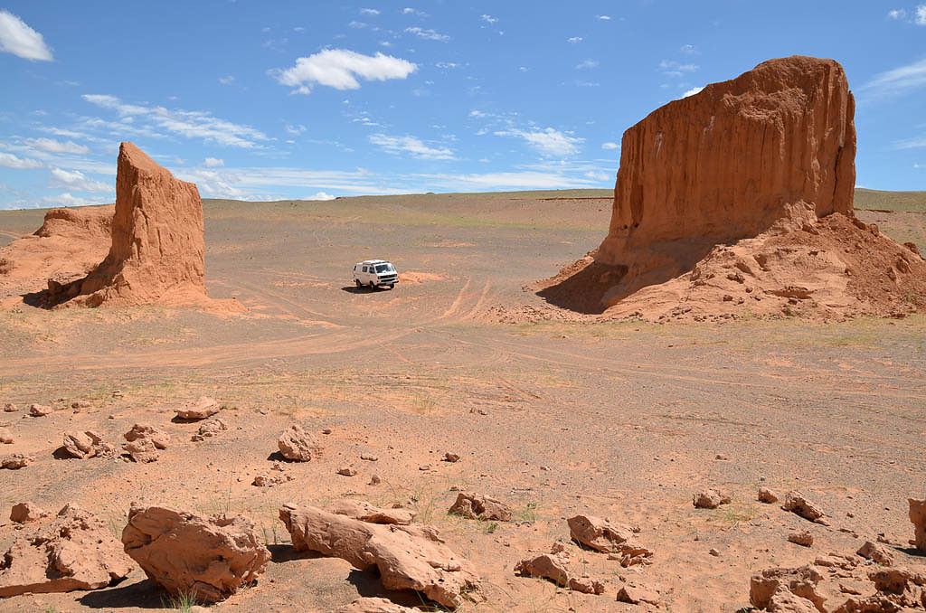 The Flamming cliffs or Bayanzag in the Gobi desert, Omnogovi province