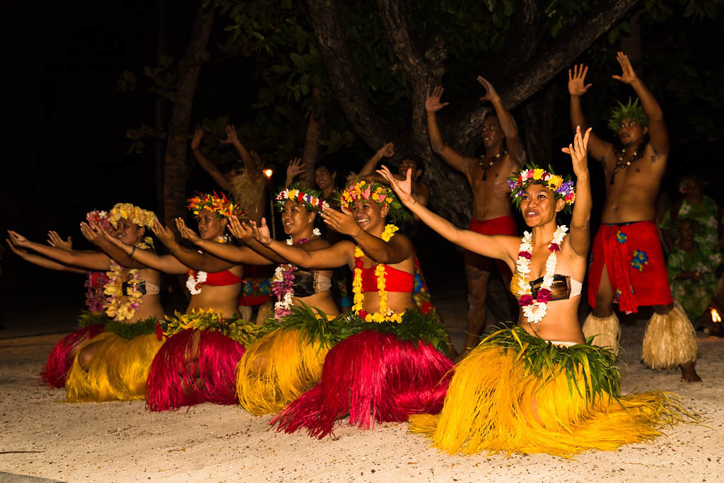 Tahaa, French Polynesia - March 11, 2014: Polynesian dancers performing traditional dance.