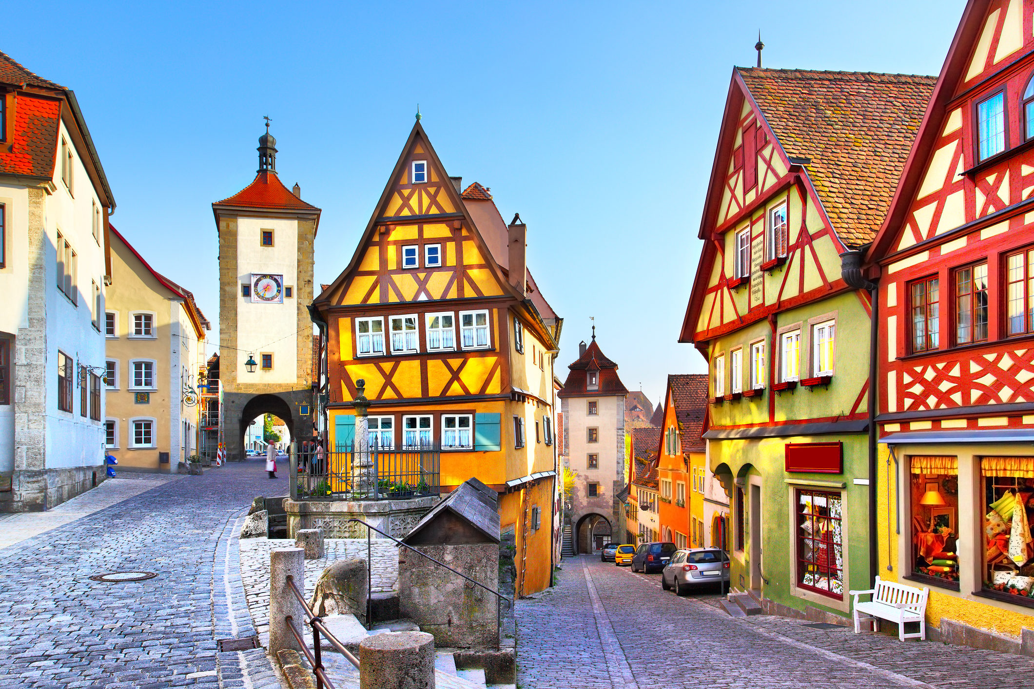 The most famous street in Rothenburg ob der Tauber, Bavaria, Germany